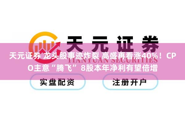 天元证券 龙头股事迹炸裂 高盛再看涨40%！CPO主意“腾飞” 8股本年净利有望倍增