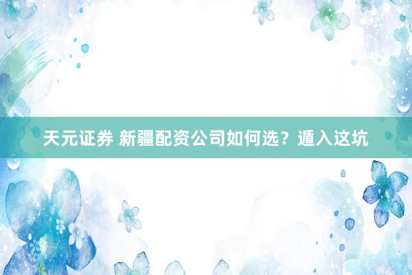 天元证券 新疆配资公司如何选？遁入这坑